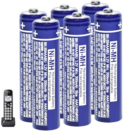 BK-30AAABU Ni-MH Piles Rechargeables AAA 300mah 1,2v pour téléphone sans Fil Gigaset, Pile AAA 300mah Batterie téléphone pour Panasonic, Lot de 6