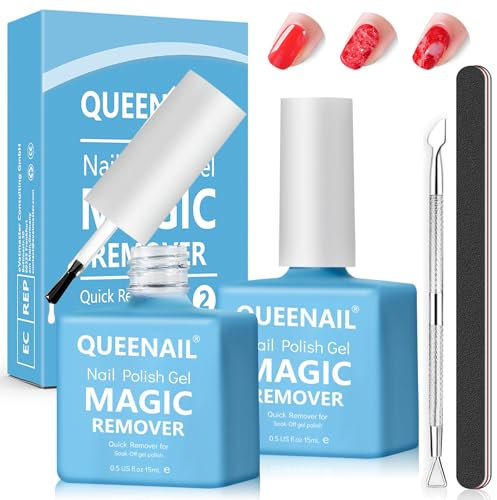 2 Pezzi Gel Nail Polish Remover con Spingi Cuticole e Raschietti per Smalto,Levasmalto per Unghie,Remover Semipermanente,Veloce e Sicuro Rimuovi Smalto Semipermanente in 3-5 Minuti