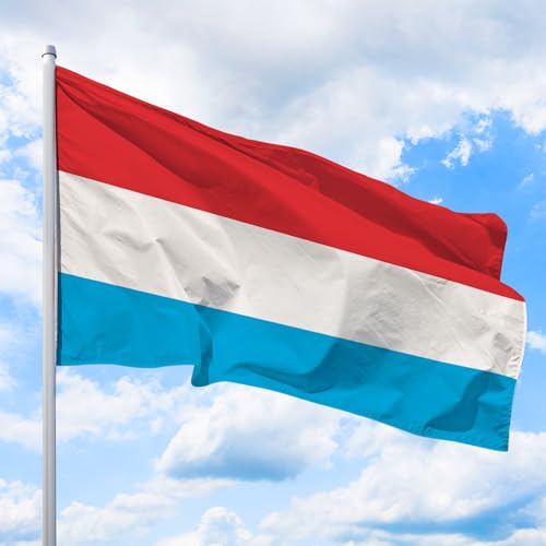 Luxemburg Flagge 250 x 150 cm - für Fahnenmast, Luxemburgfahne aus reißfestem Fahnen-Polyester-Stoff, Hissfahne Quer wetterfest und UV-beständig