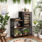 METYERRY 6-Tier Adjustable Mini Fridge Cabinet with Power Outlet,Kitchen Bakers Rack with Storage,Mini Fridge and Microwave Stand,Coffee Bar, Free Standing Shelf for Kitchen, Home Office,Rustic Brown