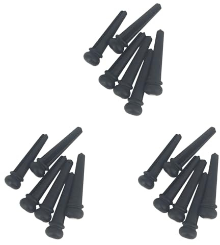 Lbvzxkad 3X Ebony Guitar Bridge Pins,Ebony End Pin,Endpin,Abanlone Dot for Acoustic Guitar Parts Replacement (Black)