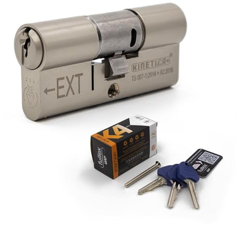 Fullex Kinetica+ K4 3* Euro Cylinder Door Lock - Nickel, 35/35, 6 Keys