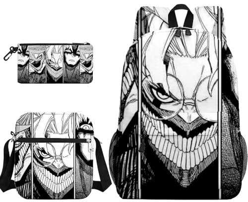 Zhongkaihua Okarun Rucksack Schüler 3-teiliges Set, Back ot School Ayase Momo Turbo Granny 3D Druck Anime Cartoon Schultasche, Federmäppchen Umhängetasche für Jungen und Mädchen, Schuler, Typ 3, 30 x