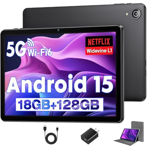 MENTUME Android 15 Tablet, 10 inch Tablets Octa-Core Android Tablet, 12GB RAM 128GB ROM, 1280 * 800 IPS HD Touchscreen, GPS, 2.4G/5G WiFi, Dual 5MP+8MP Camera, 6000mAh, Widevine L1 Tablets, Black