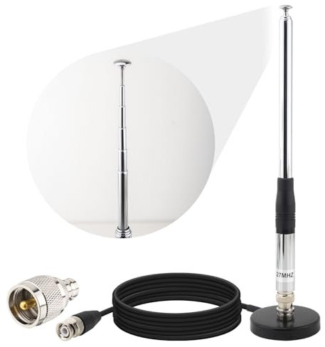 YOTENKO 27 MHz CB Antenne magnetisch 22,9 cm bis 129,5 cm BNC-Stecker Teleskopantennen für CB Handheld/tragbares Radio, kompatibel mit Cobra Midland Uniden President Radio