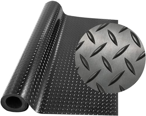 1,5mm Tapis de Sol de Garage Rouleau Revêtement Sol en Caoutchouc SBR Motif 3D Épaisseur Facile à Nettoyer for Protection de Sol sous Voitures, Garage, Salle de Sport, Noir, 0,5-1,5 m, 1-10 m(0.8X4m/2