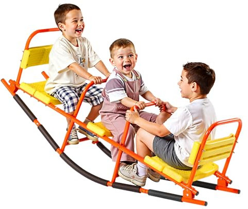 VEVOR Balançoire à Bascule, Capacité de Charge 90,7 kg par Siège, avec Poignées, Larges Sièges à Dossier, Équipement de Jeu Extérieur pour Pelouse, Jardin, Aire de Jeux, pour 2 Enfants 3 Ans et Plus