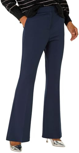 Roman Bootleg Trouser for Women UK Ladies Bootcut Stretch Flared Winter Autumn Long Full Length Pull-On Casual Smart Work Office Wear Business Soft Flattering