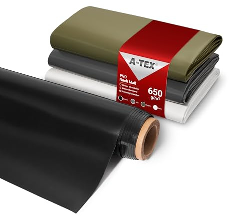 A-TEX® PVC Plane LKW Abdeckplane 650g/m² nach Maß (Schwarz (ca. RAL 9005) 2,50 x 1 m) I Wasserdicht I Farbe und Größe wählbar I 250 cm Breite I Meterware OHNE Ösen & Saum I UV-beständig reißfest