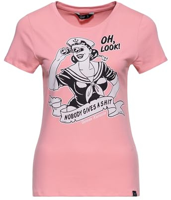 Queen Kerosin Damen T-Shirt Mit Retro-Artwork Nobody Gives A Shit
