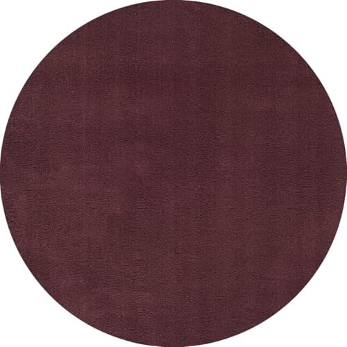 Mia´s Teppiche Taos – kuscheliger Kurzflor Teppich in Felloptik, super Soft & waschbar bis 30°C, mit Anti-Rutsch-Unterseite, Wohnzimmer & Schlafzimmer, Made in Türkiye, Bordeauxrot, 120 cm Rund