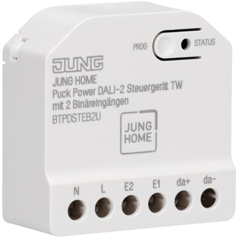 JUNG HOME BTPDSTEB2U Puck Power DALI-2 Steuergerät Tunable White – DALI Dimmer mit 2 Binäreingängen Bluetooth