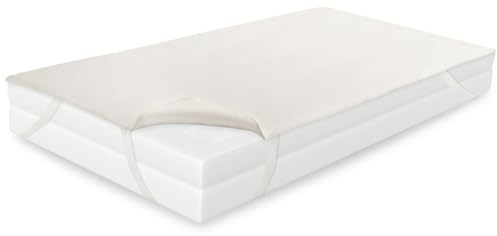 Matratzenschutz aus Molton 100% Baumwolle, Matratzenauflage mit 4 Eckgummis o. Schutz m. Rundumgummi - Verschiedene Größen, weiß o. rohweiß je nach Verfügbarkeit (180x200cm/Eckgummi)