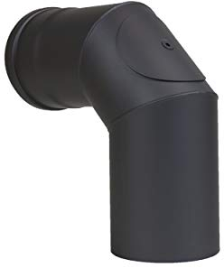 LANZZAS Pelletrohr Bogen 90° 2x abgewinkelt - Durchmesser 100 mm - Farbe: schwarz - mit Reinigungsöffnung