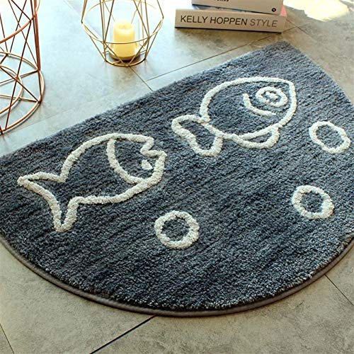 Tapis de Bain Demi Lune Absorbant Antidérapant Tapis de Douche Extra Doux Microfibre- Lavable Tapis de Porte pour Salle de Bain, Lavable Machine (Color : Gray, Size : 40x60cm)