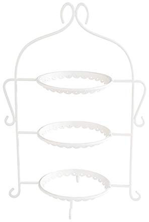 APS 33200 Serviergestell „Romantic“, Gestell ohne Teller, für 3 Teller bis max. Ø 17,5 cm, Etagere, 22,5 x 16,0 x 32,0 cm, weiß