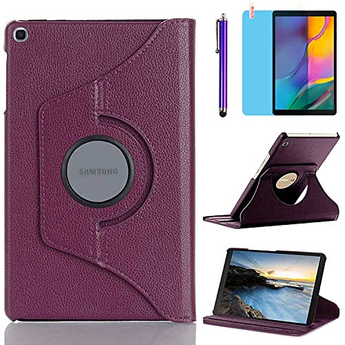 Case for Samsung Galaxy Tab A 10.1 2019 Tablet (SM-T510 SM-T515), 360 Degree Rotating Stand Case Full Protective Cover,With Stylus Pen,Screen Film (Purple)