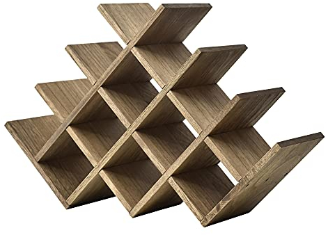 KIRIGEN 13-Bottle Wine Rack - 4-Tier Nature Wood Wine Display Rack/Free Standing and Countertop Wine Storage Shelf - Bottle Holder/Cabinet Glass Rack 4-Layer Dark Brown XHJJ4-DBR