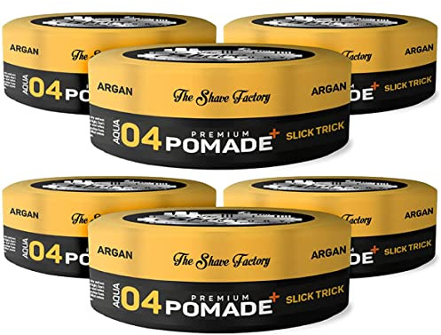 The Shave Factory Premium Pomade Aqua 04 Slick Trick 150ml | Extra Starker Halt |Extra Glanz | 6 Stück