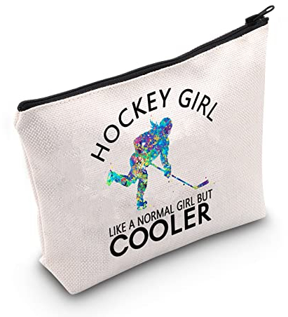 TSOTMO Hockey-Sport-Kosmetiktasche mit Reißverschluss, Eishockey-Design, Hockey-Design, wie ein normaler, aber kühlender Kosmetiktasche für Frauen (Hockeytasche), Hockey Girl, Kosmetiktaschen