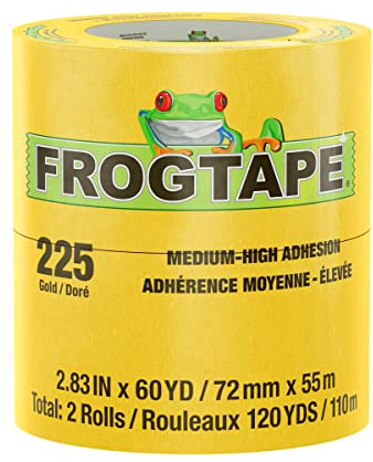 FrogTape Ruban de masquage de qualité professionnelle Gold 225 [adhérence moyenne à : 2.83 in. x 60 yds. (Or) / 2-pack