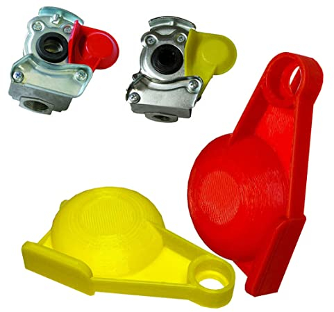 R-Satz Shop Kupplungskopf Staubkappe 2er Set (1x Gelb 1x Rot) Deckel Druckluftkopf Ersatzdeckel Standard Kappe Anhänger LKW Traktor etc.