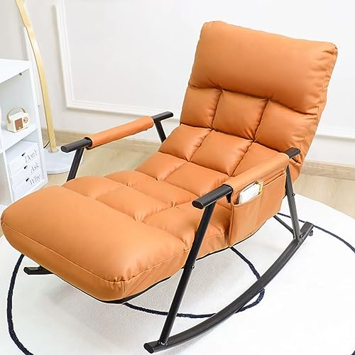 DSEWTEZXI Schaukelstuhl gepolstert mit Armlehnen,modern Relaxliege Liegestuhl,sonnenliegen mit Aufbewahrungstasche,Camping schaukelstuhl,Geeignet for Schlafzimmer, Wohnzimmer, Flur, Garten, Terrasse.