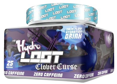 HYDRO LOOT - Clover Curse Hydration Game Booster / 25 Portionen ohne Koffein/Hydration Drink mit Vitaminen & Pflanzenextrakten / 150 g Gaming Booster