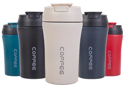 ZMHQLPDZ Mug Isotherme 400ml - Thermos Café étanche en acier inoxydable, Tasse Isotherme sans BPA, Mug Isotherme Cafe 100% Hermétique, blanc