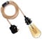 LEDSone 3 Pin UK Plug in Pendant Lights on/Off Switch 3 Core 2 Meter Hemp Cable for Living Room Home Restaurant and cafes (with Bulb)