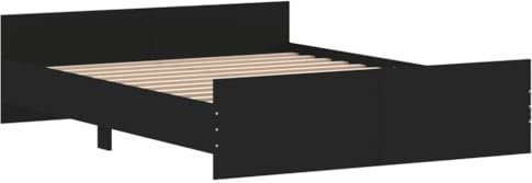 vidaXL Bettgestell, Bettrahmen mit Lattenrost, Bett Gästebett mit Kopfteil Fußteil, Metallbett Doppelbett Schlafzimmerbett, Schwarz 160x200cm