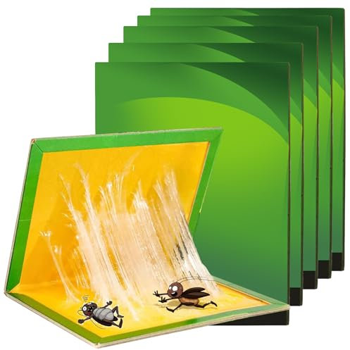 Uwiyo 5 Pack Pest Sticky Pad Traps Boards, Multi-Use Glue Traps Pest Sticky Board Extra Strong Glue Sticky Board Trap for Indoor Outdoor Home Kitchen Garden