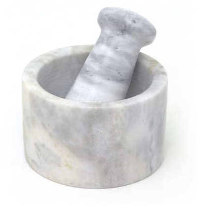 Carousel Home Marble Pestle & Mortar Set | Food Safe Herb Crusher Spice Grinder Kitchen Grinding Bowl | Traditional Natural Stone Pestle And Mortar