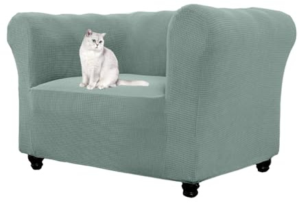 HonunGron Stretch Chesterfield Sofa Überzug 1 2 3 Sitzer, Elasthan Jacquard Couch Überzug, Sofaschutz rutschfest Sofaüberwurf Waschbare Sofabezug für Gebogene Sofa Sessel (Grau Grün,1 Sitzer)