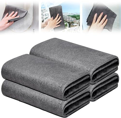 YIGAARUI Medium size Magic Cleaning Cloths for Glass 4pcs,Reusable Cleaning Rag Super Soft Premium Streak Free Washable Cloth Duster for Home,Kitchen,Cars Glass Window