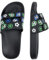 Torotto Unisex-Kinder Badeschlappen Sommer Flache Hausschuhe Badesandalen rutschfest Schlappen Badeschuhe(Schwarzer Fußball, 28/29EU)