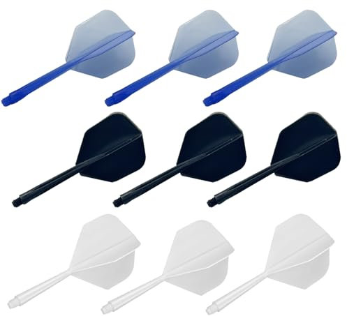 9 Stück Flights und Schäfte, personalisiertes Zubehör aus eingebautem Kunststoff, bruchsicher, 2-in-1, Flights und Schäfte