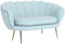 HOMCOM Divanetto 2 Posti in Tessuto Effetto Velluto, Piccolo Divanetto Vintage con Braccioli, Moderno, Seduta Imbottita per Camera da Letto e Soggiorno, 130x77x77cm, Azzurro