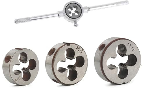 Rotondo Filettatura Matrici, Filiera per Filettature, Rotondo Matrice, Utensile di Riparazione per Taglio Viti, Adatto per Realizzare Filettature Esterne con Contorno Esterno Arrotondato, 3 Pezzi