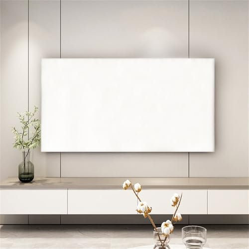 FANSU Volltonfarbe TV Hülle Staubschutzhülle, Bildschirm Staubschutz für Fernsehen Universal Waschbar, Hängend&Desktop Stoff Indoor Bildschirm Staubschutz TV Schutzhülle für Den (Weiß,76–85 Zoll)