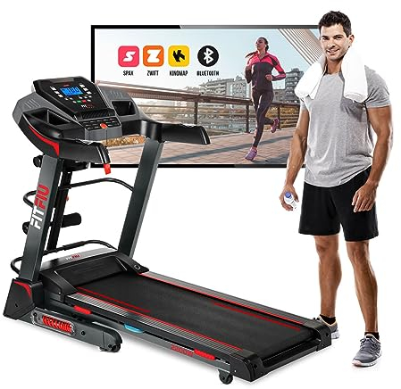 FITFIU Fitness MC-500 - Klappbares Laufband mit automatischer Steigung, 18 km/h, Pulsmesser, Bluetooth- und APP-Anbindung (Kinomap, Spax, Zwift), Lauffläche 41x123cm, max. Gewicht 120kg