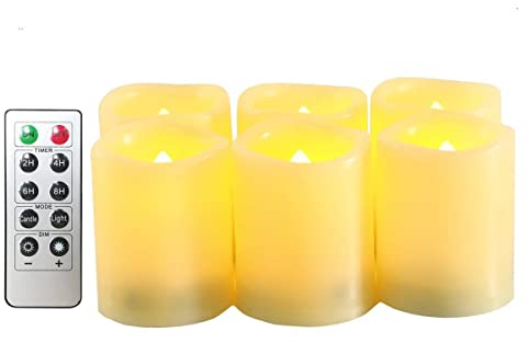 Erosway LED Candles Realistic Flickering Votive Candle Tea Light Battery Operated, 200 Hours of Nonstop Working with 2/4/6/8 Hours Timer and Remote, Set of 6 Flameless Candles