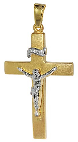 trendor Kruzifix-Anhänger Gold 750 (18 Karat) 35 x 19 mm Damen und Herren Goldanhänger, Kreuzanhänger, Geschenkidee, eleganter Schmuck aus Echtgold 75118