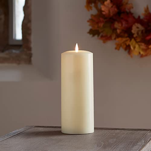 Lights4fun Large TruGlow® Chapel Candle Pillar – 25cm, Battery-Operated Flameless LED Candle with Timer – Real Ivory Wax for Indoor Use, Mantel Displays & Table Decor