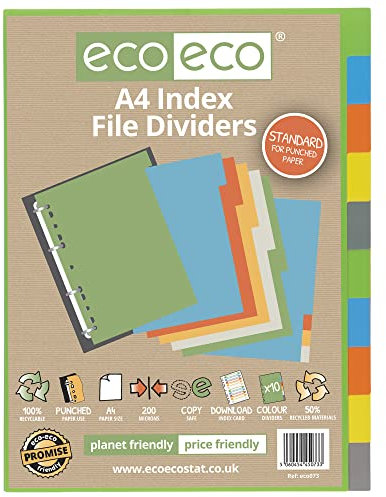 eco-eco A4 50% Recycelt Set 10 Index-Datei Teiler