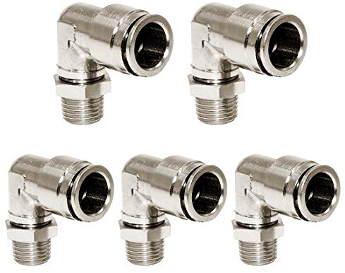 Beduan Lot de 5 raccords coudés BPL en laiton pour raccord pneumatique d'air 3/8'' OD x 1/2'' NPT mâle 90°