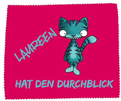 Farbwuselei Brillenputztuch Miezo Grinsekatze hat den Durchblick individuell mit Name pink personalisiert