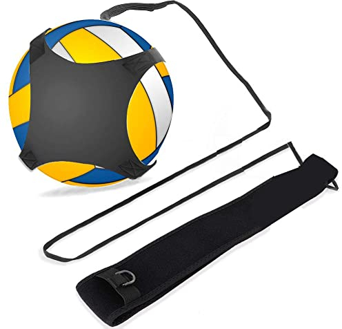 Qiilu Beach-Volleyball, Beach Volleyball Ball, Volleyball Training Equipment Kit, Volleyball Training Aid Solo Practice - Hands Free with Adjustable Waist Bel