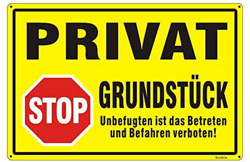Goodvia Privatgrundstück Schilder Aluminium Reflektierend 45×30 cm, Privatgrundstück Parken Verboten Privatgrundstück Betreten Verboten Privatgrundstück Schild Metall mit Löchern, Wetterresistent