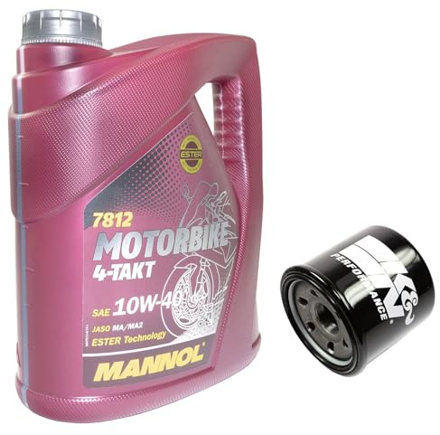 Motoröl Set 10W40 4 Liter + Ölfilter KN138 für Cagiva Kawasa ki Sachs S u z u k i Navigator Raptor KLV DL GSF GSR GSX GSX-R GSX-S GW RF SFV SV TL VL